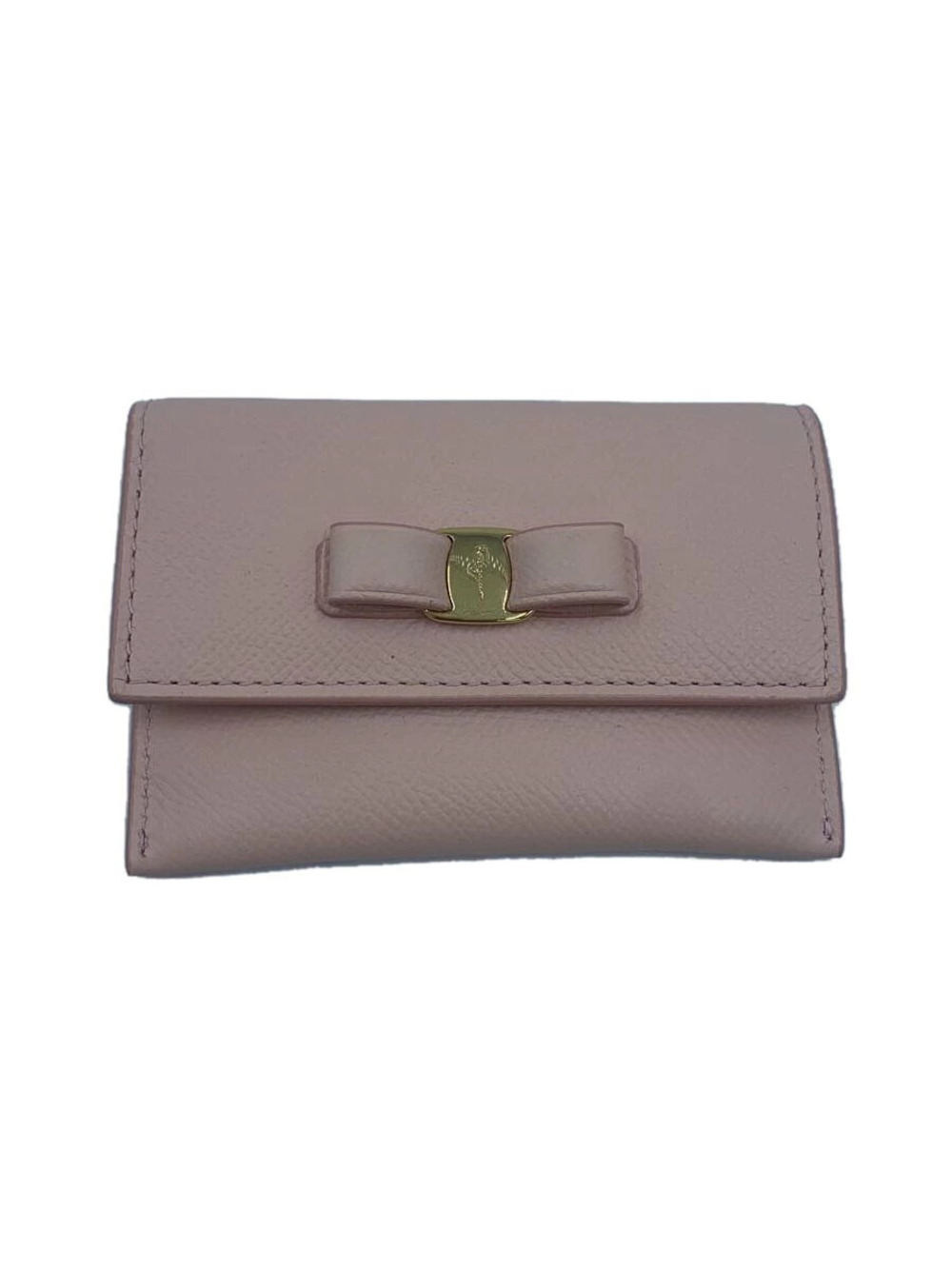 Salvatore Ferragamo Card Case Wallet Leather Pink